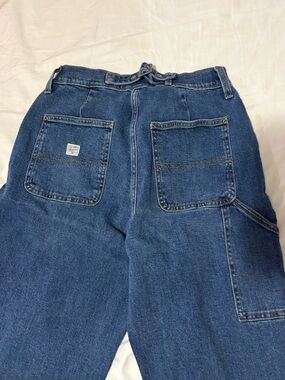 Women’s Old Navy Workwear Curvy Sky-Hi Cargo Straight Jeans in Blue Denim